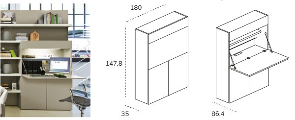 Opklapbed Nuovoliola tech C uitbreiding 1 BedHabits